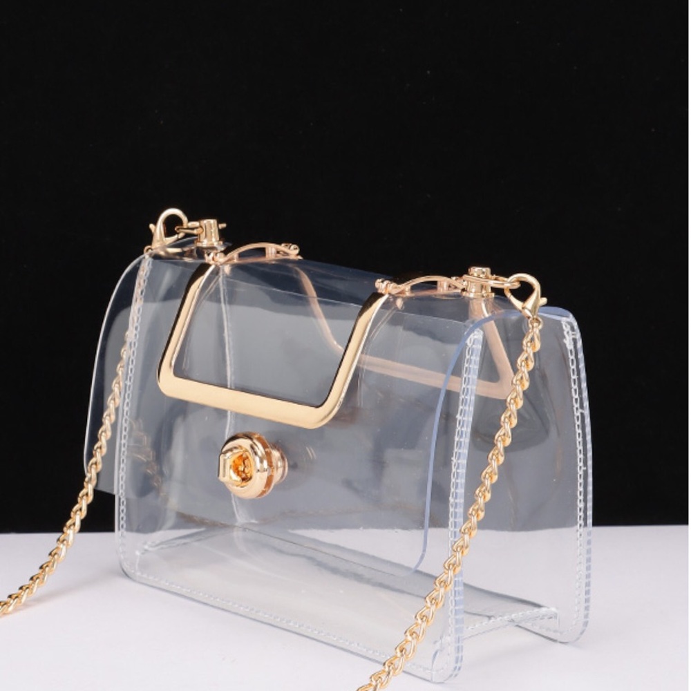 Clear PVC Stadium Bag with Metallic Trim - Transparent - Picture 3 of 6